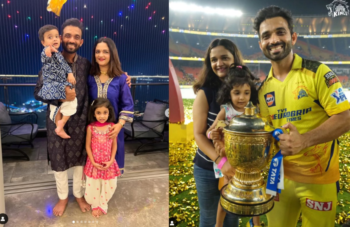 Ajinkya Rahane With His Wife And Children