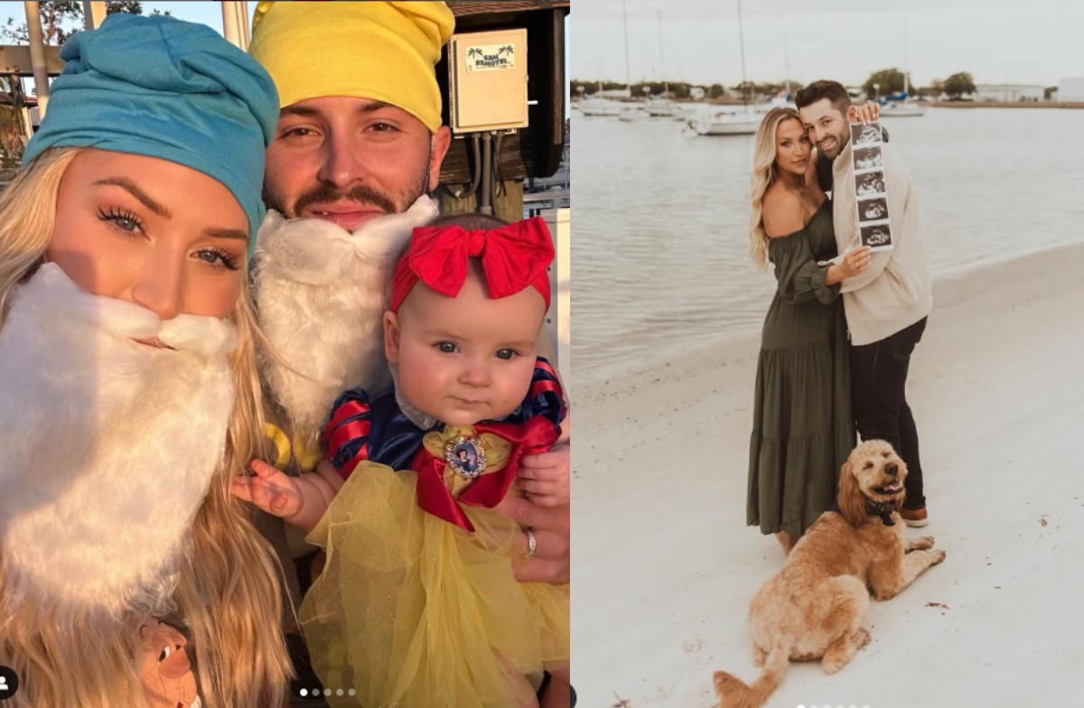 Baker Mayfield With His Wife Emily Wilkinson